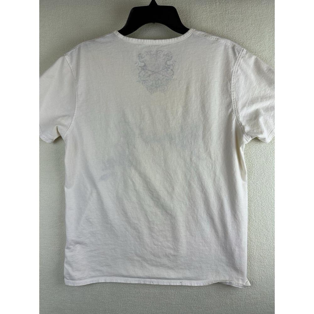 YD T-Shirt Unisex Size L White V-Neck Wonderland Allover Print Embroidered - Picture 4 of 6